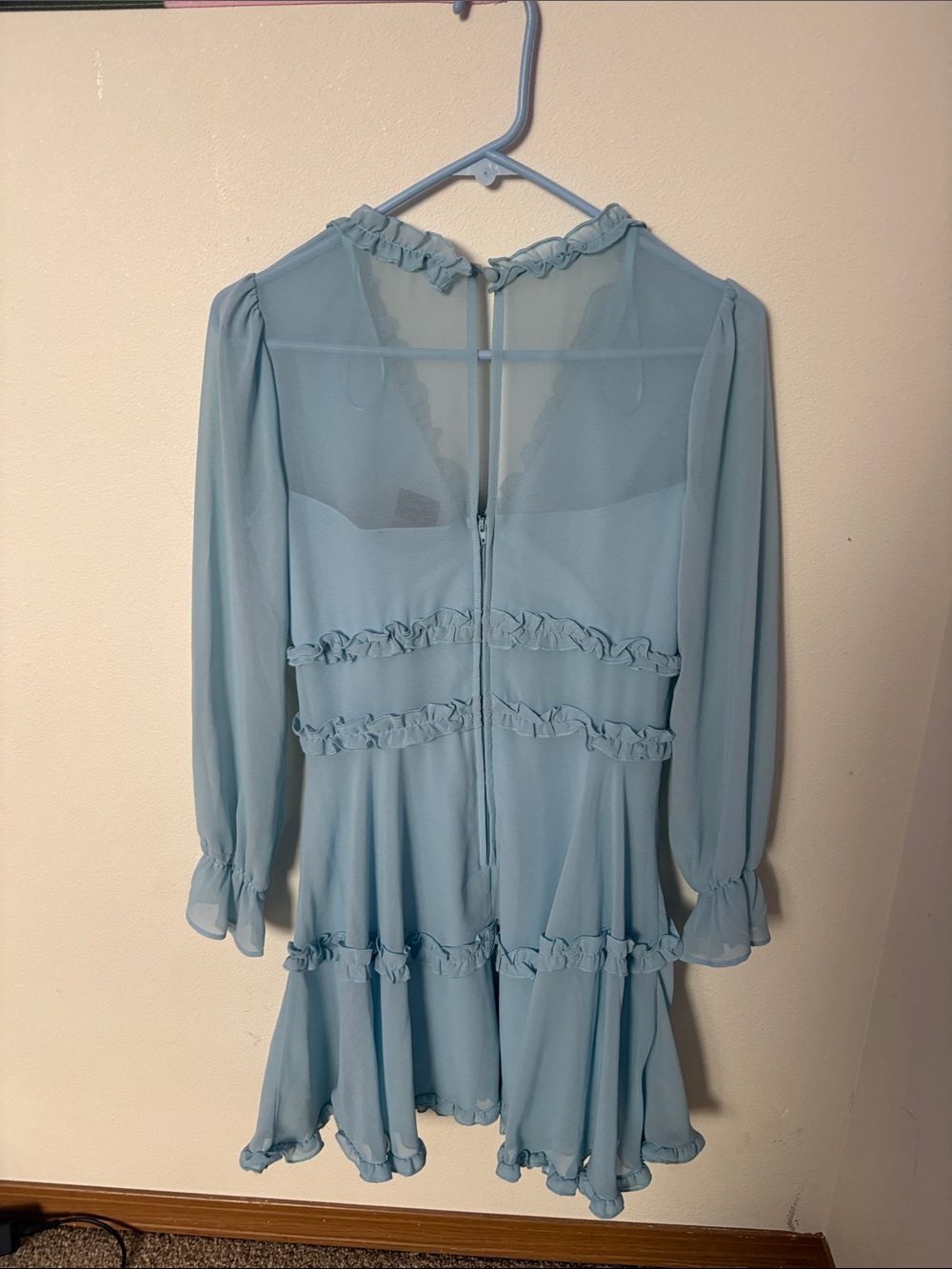 Darling Light Blue Ruffle Mini Dress - Picture 3 of 3